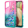 For Samsung Galaxy A12 Case Liquid Glitter Phone Cover + Glass Screen Protector