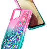 For Samsung Galaxy A12 Case Liquid Glitter Phone Cover + Glass Screen Protector