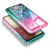 For Samsung Galaxy A12 Case Liquid Glitter Phone Cover + Glass Screen Protector