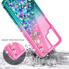 For Samsung Galaxy A12 Case Liquid Glitter Phone Cover + Glass Screen Protector