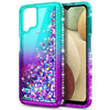 For Samsung Galaxy A12 Case Liquid Glitter Phone Cover + Glass Screen Protector