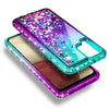 For Samsung Galaxy A12 Case Liquid Glitter Phone Cover + Glass Screen Protector