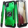 For Samsung Galaxy A12 Case, Shockproof Ring Stand Armor Cover + Tempered Glass