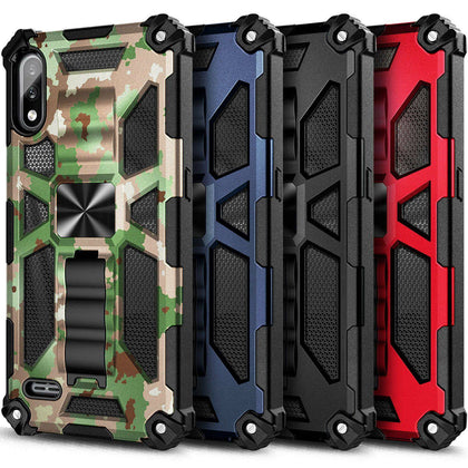 Case For LG K22 / K22 Plus Full Body Armor Kickstand Cover with Tempered Glass
