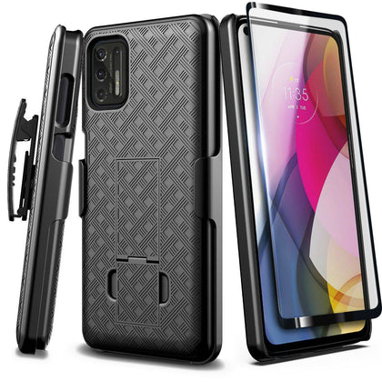 For Motorola Moto G Stylus (2021) Case Holster Belt Clip Cover + Tempered Glass