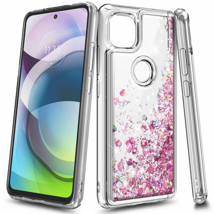 For Motorola Moto G 5G / One 5G Ace Case, Liquid Glitter Bling Cute Phone Cover