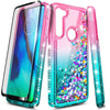 For Motorola Moto G Stylus Case Liquid Glitter Bling Phone Cover +Tempered Glass