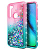 For Motorola Moto G8 Power Lite Case Liquid Glitter Bling Cover + Tempered Glass