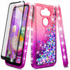 For LG Aristo 5 Case Liquid Glitter Bling Phone Cover + Tempered Glass Protector