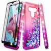 For LG K51 / Reflect Case, Liquid Glitter Phone Cover + Tempered Glass Protector