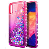 For Samsung Galaxy A01 Case, Liquid Glitter Phone Cover + Glass Screen Protector