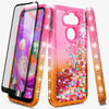 For LG Aristo 5 Case Liquid Glitter Bling Phone Cover + Tempered Glass Protector