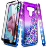 For LG K51 / Reflect Case, Liquid Glitter Phone Cover + Tempered Glass Protector