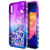 For Samsung Galaxy A01 Case, Liquid Glitter Phone Cover + Glass Screen Protector