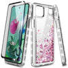 For LG K92 5G Case, Liquid Glitter Bling Phone Cover + Tempered Glass Protector