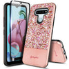 For LG Stylo 6 Case Glitter Bling Phone Cover + Tempered Glass Protector