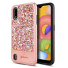 For Samsung Galaxy A01 Case Glitter Bling Phone Cover + Tempered Glass Protector