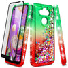 For LG Aristo 5 Case Liquid Glitter Bling Phone Cover + Tempered Glass Protector