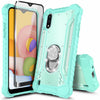 For Samsung Galaxy A01 Case, Full Body Ring Stand Phone Cover + Tempered Glass