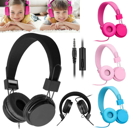 Wired Over Ear Headphone Headband Kids Girl Boy Earphone W/ Mic for iPad/Tablet - Place Wireless