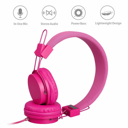 Wired Over Ear Headphone Headband Kids Girl Boy Earphone W/ Mic for iPad/Tablet - Place Wireless