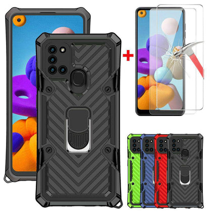 Case For Samsung Galaxy A32 5G A21S Shockproof Stand Phone Cover+Tempered Glass