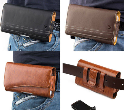 Samsung Galaxy S20 FE 5G - Leather Belt Clip Pouch Holster Phone Card Slot Case - Place Wireless