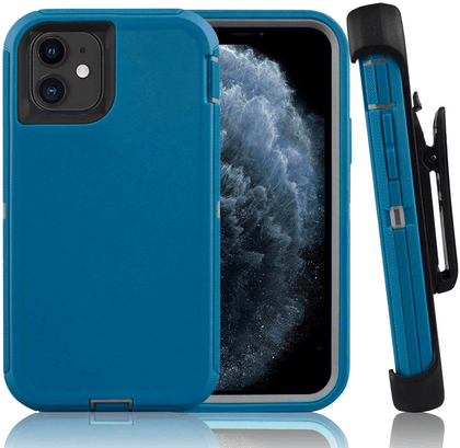 iPhone 11 Case  (Belt Clip fit Otterbox Defender) Heavy Duty Rugged Multi Layer Hybrid Protective Shockproof Cover with Belt Clip [Compatible for Apple iphone 11] 6.1 inch  (PETAL PUSHER (PALE BLACK/CORSAIR/PETAR ) - Place Wireless