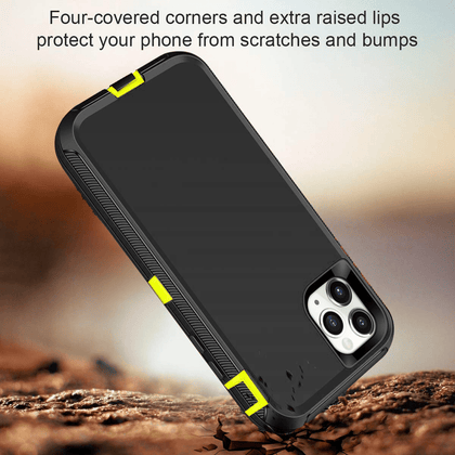 iPhone 11 Case  (Belt Clip fit Otterbox Defender) Heavy Duty Rugged Multi Layer Hybrid Protective Shockproof Cover with Belt Clip [Compatible for Apple iphone 11] 6.1 inch (BLACK & GREEN ) - Place Wireless