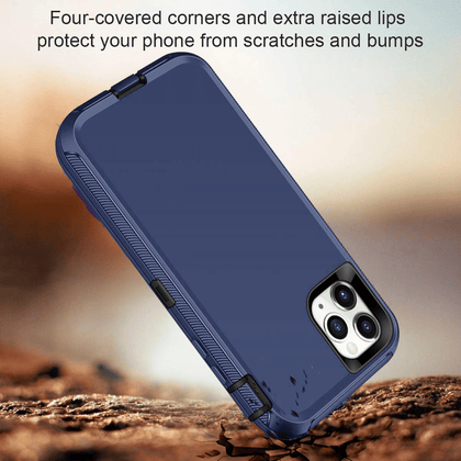 iPhone 11Pro Case  (Belt Clip fit Otterbox Defender) Heavy Duty Rugged Multi Layer Hybrid Protective Shockproof Cover with Belt Clip [Compatible for Apple iphone 11Pro] 5.8 inch (BLUE & BLACK) - Place Wireless