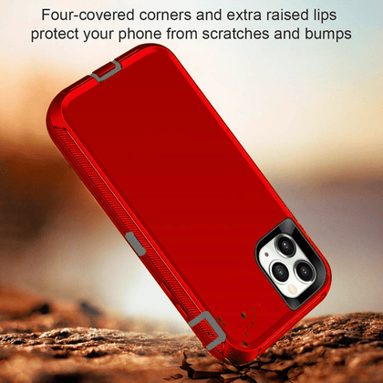 iPhone 11Pro Case  (Belt Clip fit Otterbox Defender) Heavy Duty Rugged Multi Layer Hybrid Protective Shockproof Cover with Belt Clip [Compatible for Apple iphone 11Pro] 5.8 inch  (RED & GRAY) - Place Wireless