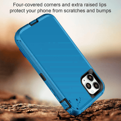 iPhone 11Pro Case  (Belt Clip fit Otterbox Defender) Heavy Duty Rugged Multi Layer Hybrid Protective Shockproof Cover with Belt Clip [Compatible for Apple iphone 11Pro] 5.8 inch (PETAL PUSHER (PALE BLACK/CORSAIR/PETAR) - Place Wireless