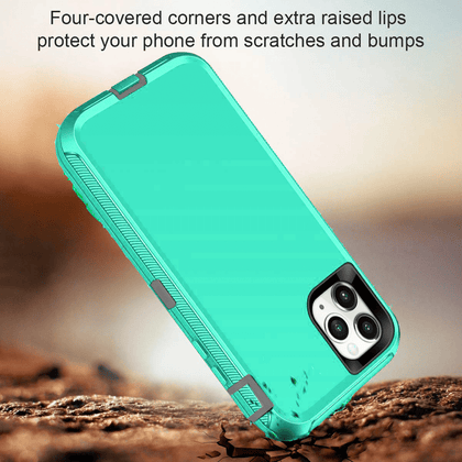 iPhone 11Pro Case  (Belt Clip fit Otterbox Defender) Heavy Duty Rugged Multi Layer Hybrid Protective Shockproof Cover with Belt Clip [Compatible for Apple iphone 11Pro] 5.8 inch (AQUA MINT & GRAY) - Place Wireless