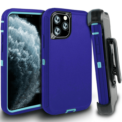 iPhone 11Pro Case  (Belt Clip fit Otterbox Defender) Heavy Duty Rugged Multi Layer Hybrid Protective Shockproof Cover with Belt Clip [Compatible for Apple iphone 11Pro] 5.8 inch (PURPLE & TEAL) - Place Wireless