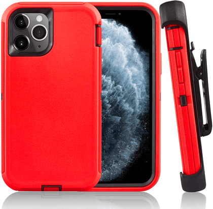 iPhone 11Pro Case  (Belt Clip fit Otterbox Defender) Heavy Duty Rugged Multi Layer Hybrid Protective Shockproof Cover with Belt Clip [Compatible for Apple iphone 11Pro] 5.8 inch (RED & BLACK) - Place Wireless