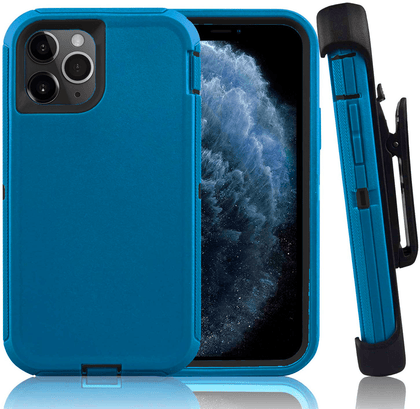 iPhone 11Pro Case  (Belt Clip fit Otterbox Defender) Heavy Duty Rugged Multi Layer Hybrid Protective Shockproof Cover with Belt Clip [Compatible for Apple iphone 11Pro] 5.8 inch (PETAL PUSHER (PALE BLACK/CORSAIR/PETAR) - Place Wireless