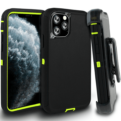 iPhone 11Pro Case  (Belt Clip fit Otterbox Defender) Heavy Duty Rugged Multi Layer Hybrid Protective Shockproof Cover with Belt Clip [Compatible for Apple iphone 11Pro] 5.8 inch (BLACK & GREEN) - Place Wireless