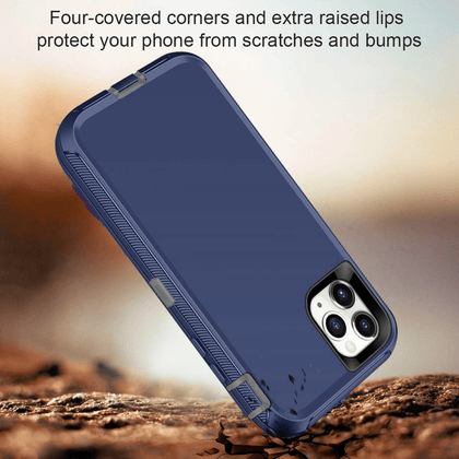 iPhone 11Pro Case  (Belt Clip fit Otterbox Defender) Heavy Duty Rugged Multi Layer Hybrid Protective Shockproof Cover with Belt Clip [Compatible for Apple iphone 11Pro] 5.8 inch (BLUE & GRAY) - Place Wireless