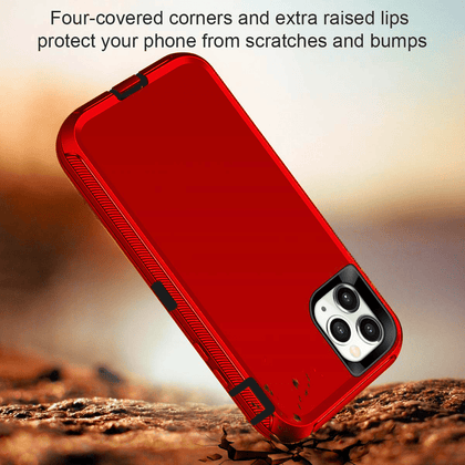 iPhone 11Pro Case  (Belt Clip fit Otterbox Defender) Heavy Duty Rugged Multi Layer Hybrid Protective Shockproof Cover with Belt Clip [Compatible for Apple iphone 11Pro] 5.8 inch (RED & BLACK) - Place Wireless