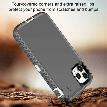 iPhone 11Pro Case  (Belt Clip fit Otterbox Defender) Heavy Duty Rugged Multi Layer Hybrid Protective Shockproof Cover with Belt Clip [Compatible for Apple iphone 11Pro] 5.8 inch (GRAY & WHITE) - Place Wireless