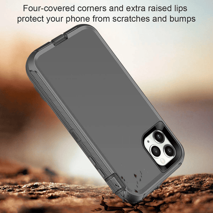 iPhone 11Pro Case  (Belt Clip fit Otterbox Defender) Heavy Duty Rugged Multi Layer Hybrid Protective Shockproof Cover with Belt Clip [Compatible for Apple iphone 11Pro] 5.8 inch (GRAY & GRAY) - Place Wireless