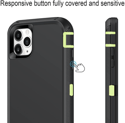 iPhone 11Pro max Case  (Belt Clip fit Otterbox Defender) Heavy Duty Rugged Multi Layer Hybrid Protective Shockproof Cover with Belt Clip [Compatible for Apple iphone 11Pro Max] 6.5 inch  (BLACK & GREEN) - Place Wireless