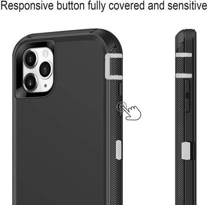 iPhone 11Pro max Case  (Belt Clip fit Otterbox Defender) Heavy Duty Rugged Multi Layer Hybrid Protective Shockproof Cover with Belt Clip [Compatible for Apple iphone 11Pro Max] 6.5 inch  (BLACK & GRAY) - Place Wireless