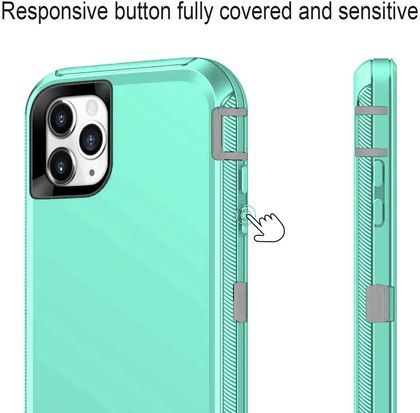 iPhone 11Pro max Case  (Belt Clip fit Otterbox Defender) Heavy Duty Rugged Multi Layer Hybrid Protective Shockproof Cover with Belt Clip [Compatible for Apple iphone 11Pro Max] 6.5 inch (AQUA MINT & GRAY) - Place Wireless