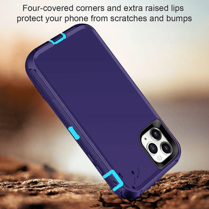 iPhone 11Pro max Case  (Belt Clip fit Otterbox Defender) Heavy Duty Rugged Multi Layer Hybrid Protective Shockproof Cover with Belt Clip [Compatible for Apple iphone 11Pro Max] 6.5 inch (PURPLE &TEAL) - Place Wireless