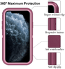 iPhone 11Pro max Case  (Belt Clip fit Otterbox Defender) Heavy Duty Rugged Multi Layer Hybrid Protective Shockproof Cover with Belt Clip [Compatible for Apple iphone 11Pro Max] 6.5 inch (BURGUNDY & PINK)