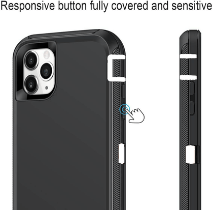 iPhone 11Pro max Case  (Belt Clip fit Otterbox Defender) Heavy Duty Rugged Multi Layer Hybrid Protective Shockproof Cover with Belt Clip [Compatible for Apple iphone 11Pro Max] 6.5 inch  (BLACK & WHITE) - Place Wireless