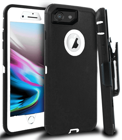 iPhone 6/6S Case(Belt Clip fit Otterbox Defender) Heavy Duty Protective Shockproof cover and touch screen protector with Belt Clip [Compatible for Apple iphone 6/6S] 4.7 inch(BLACK & WHITE) - Place Wireless