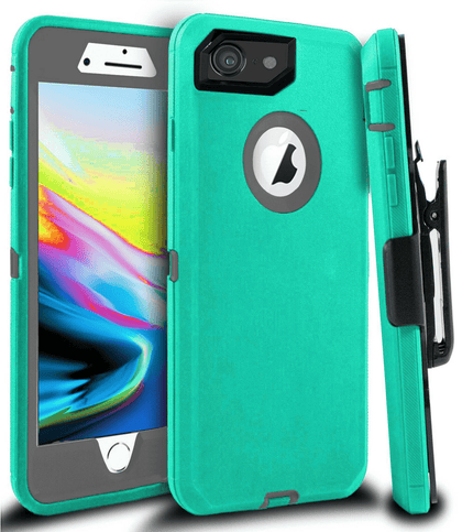 iPhone 6/6S Case(Belt Clip fit Otterbox Defender) Heavy Duty Protective Shockproof cover and touch screen protector with Belt Clip [Compatible for Apple iphone 6/6S] 4.7 inch(AQUA MINT & GRAY) - Place Wireless