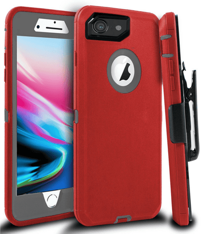 iPhone 6/6S Case(Belt Clip fit Otterbox Defender) Heavy Duty Protective Shockproof cover and touch screen protector with Belt Clip [Compatible for Apple iphone 6/6S] 4.7 inch(RED & GRAY) - Place Wireless